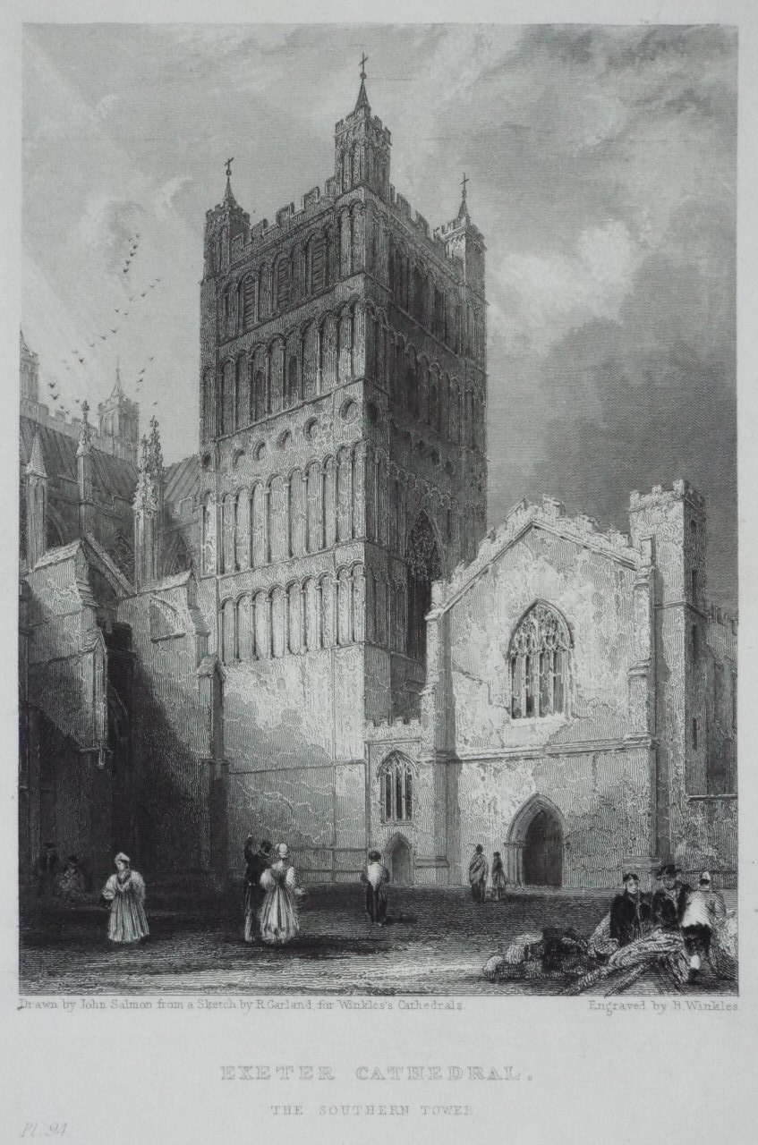 Print - Exeter Cathedral. The Southern Tower. - Winkles